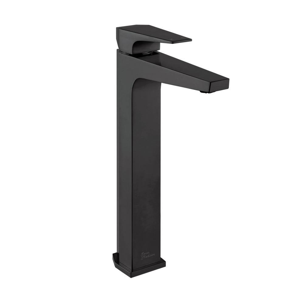 Swiss Madison Voltaire Single-Handle High-Arc Single-Hole Bathroom Faucet in Matte Black