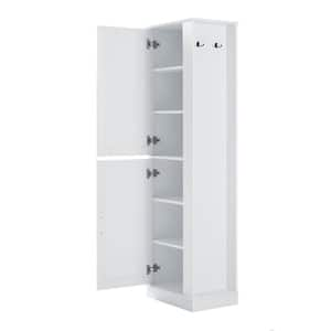 21 in. W x 14 in. D x 68 in. H White Linen Cabinet with Hook and Adjustable Shelves