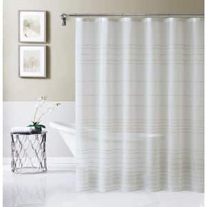 Lisa 70 in. x 72 in. Linen Embroidered Shower Curtain