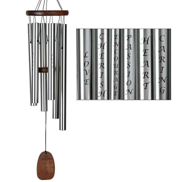 Signature Collection, Affirmation Chime, 25 in. Love Silver Wind Chime AFLSB