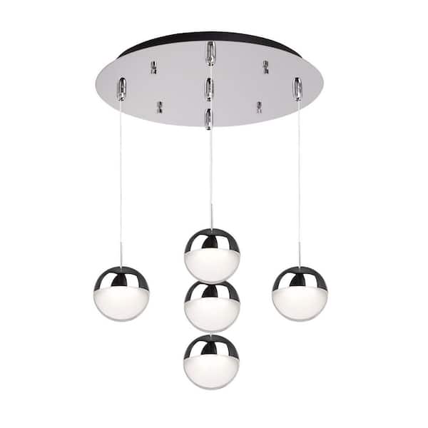 Pluto 14-in Chrome 5-Light Multi Pendant