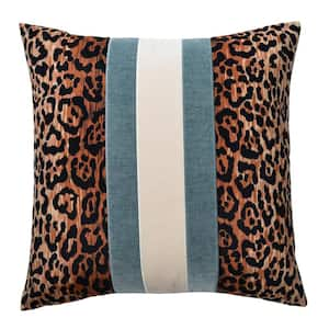 Jaguar Print Solid Cotton 24 in. x 24 in. Throw Pillow