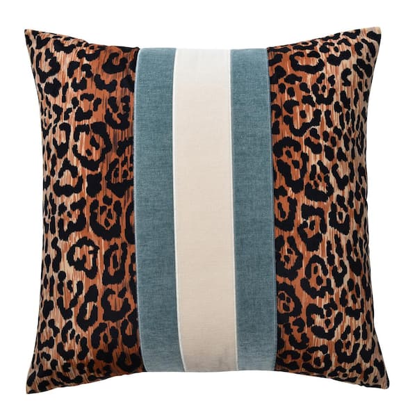 StyleCraft Jaguar Print Solid Cotton 24 in. x 24 in. Throw Pillow