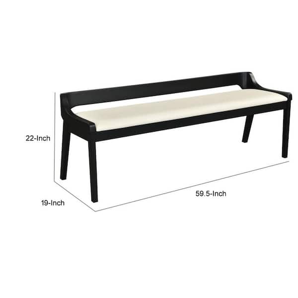 Benjara 59.5 in. Black and Cream Backless Bedroom Bench with