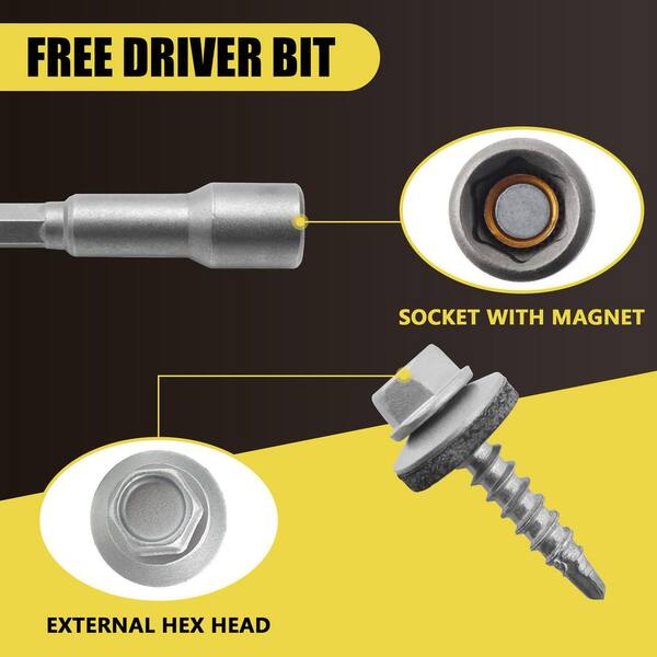 thumbnail image 2 of 2500 Pcs 9x1-1/2 Hex Head Roofing Screws With Neoprene Washer - Weather Coat 2 of 6