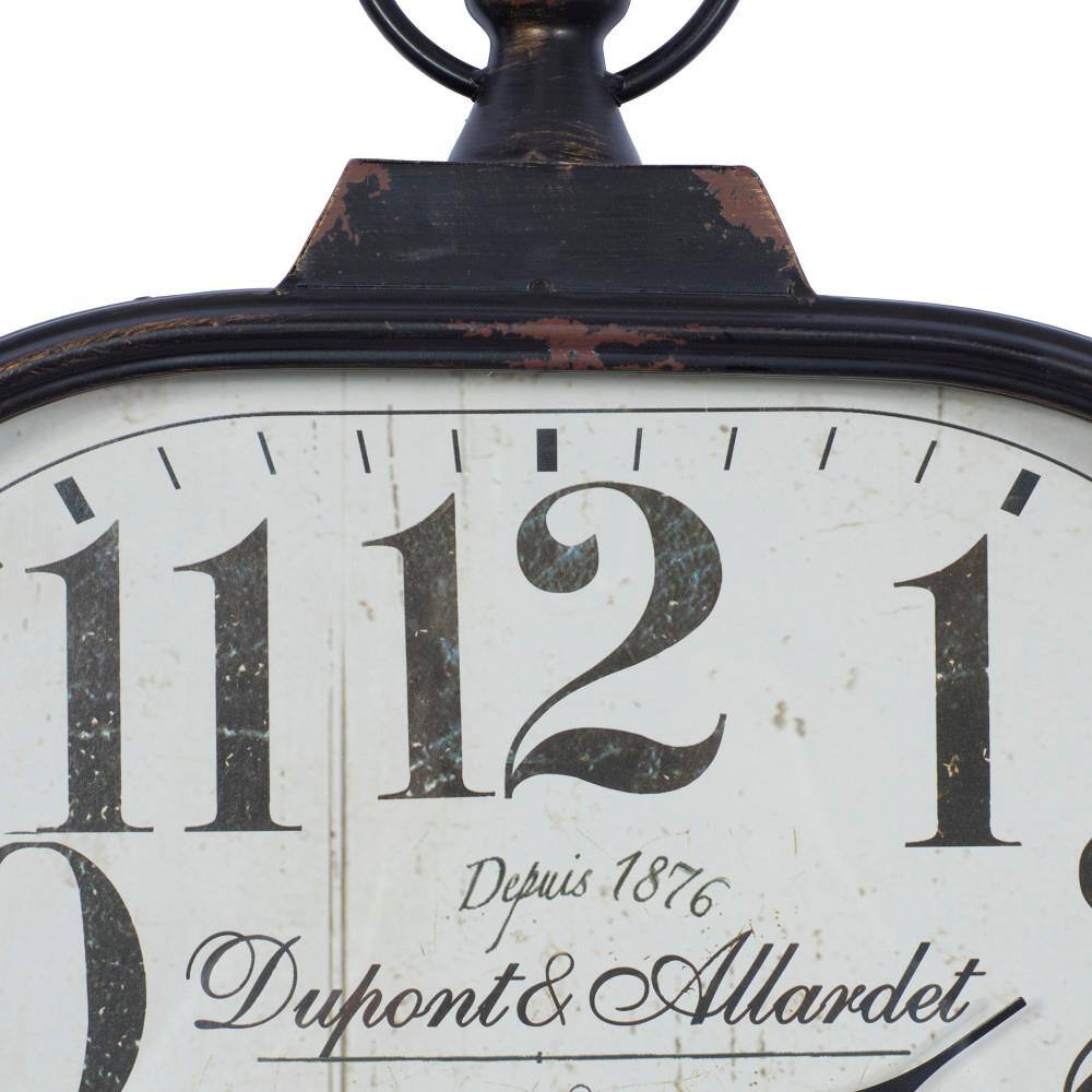 Vintage Black Metal Distressed Pocket Watch Style Wall Clock