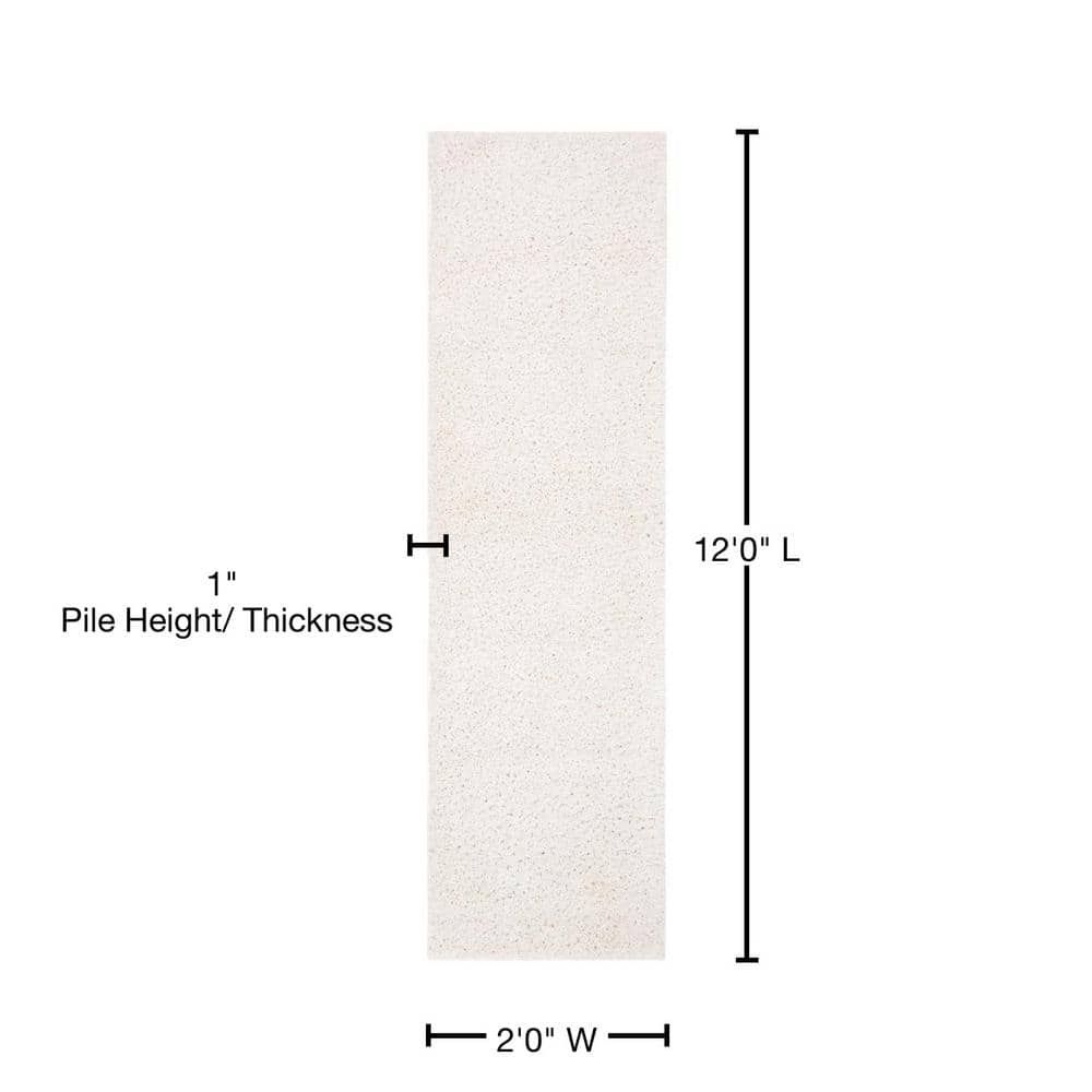Ivory Hand-Knotted Synthetic Shag Runner Rug, 2'3" x 12'