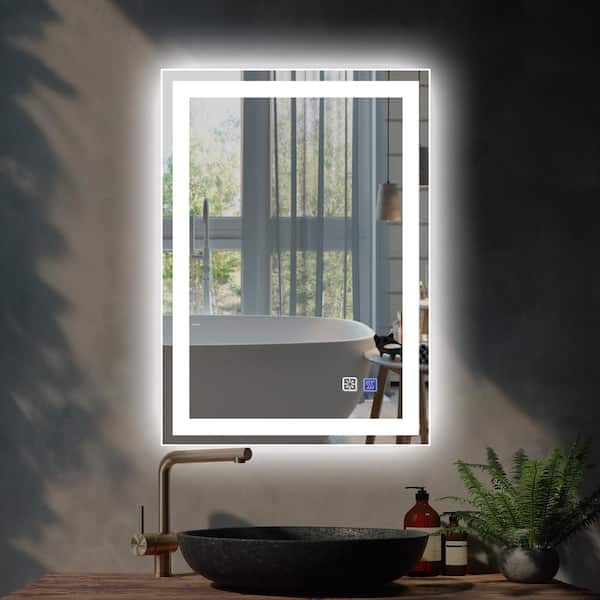 Unbranded 20 in. W x 28 in. H Rectangular Frameless Anti-Fog Wall Bathroom Vanity Mirror in White