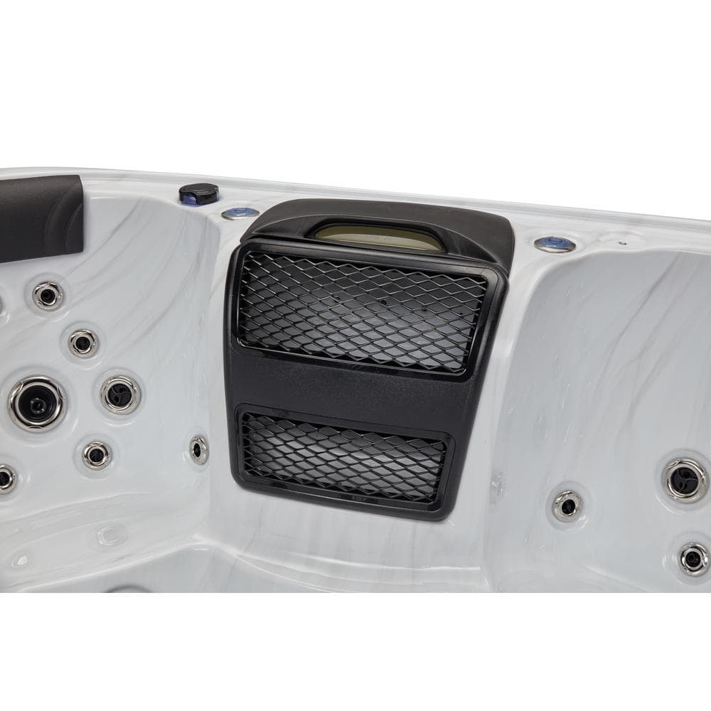 Luxury Gray Acrylic 6-Person Square Hot Tub with LED Lighting