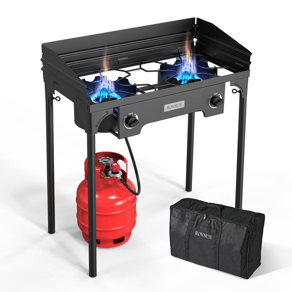 Afoxsos 20,000 BTUs Portable Propane Camp Stove with 2 Burners for Car  Camping, Tailgating, BBQ & Picnics HDDB1054 - The Home Depot