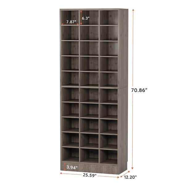 BYBLIGHT 70.86 in. H x 25.6 in. W Gray 30-Pairs Tall Shoe Storage