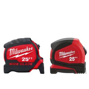 Milwaukee 25 ft. x 1.3 in. W Blade Magnetic Tape Measure with 14 ft ...