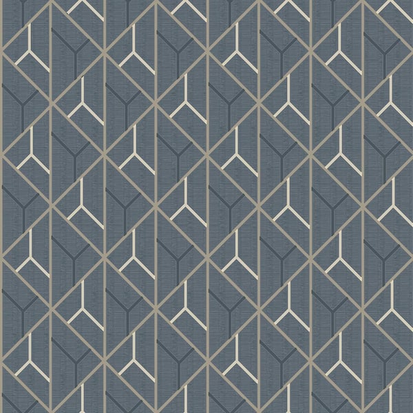 Advantage Wilder Blue Geometric Trellis Wallpaper
