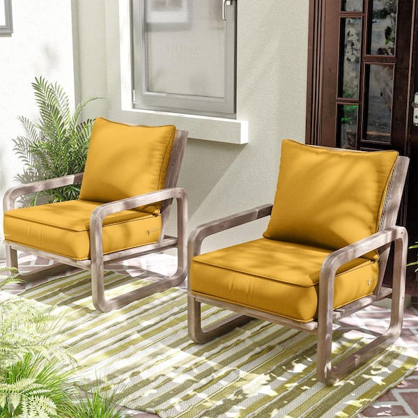 22 in. x 22 in. x 4 in. Square Outdoor Deep Seating Cushion Set Seat and Back Cushion for Lounge Chair Yellow