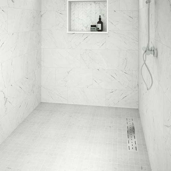 Marble Attache Lavish Diamond Carrara 12 in. x 12 in. Glazed Ceramic Mosaic Tile (540 sq. ft./pallet)
