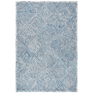 Capri Ivory/Blue Doormat 3 ft. x 5 ft. Geometric Diamond Area Rug
