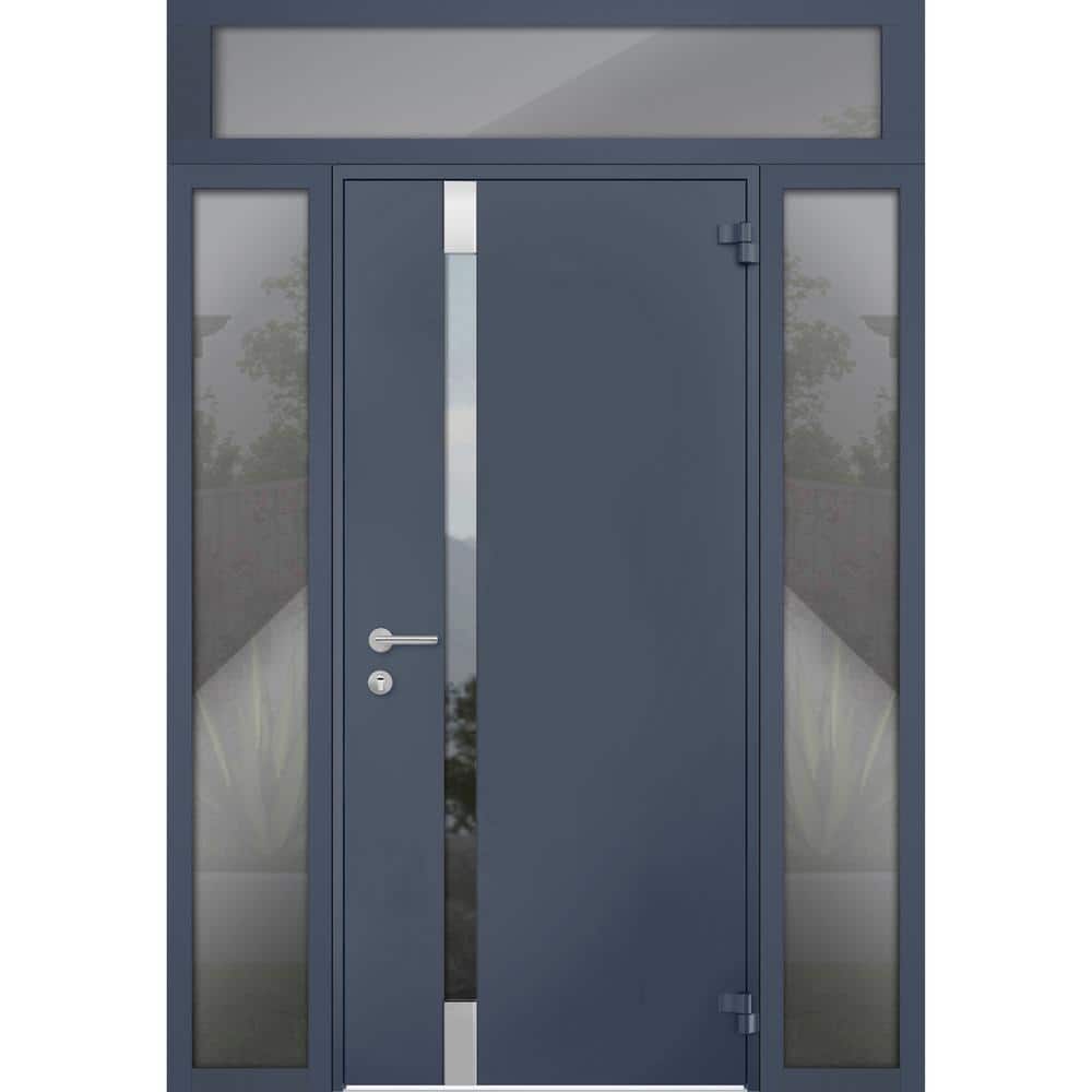 6777 56 in. x 96 in. Right-Hand/Outswing Tinted Glass Gray Graphite Steel Prehung Front Door with Hardware price history on PriceWatchPro