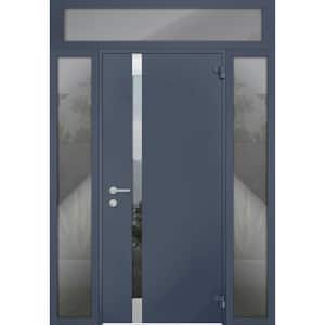 6777 56 in. x 96 in. Right-Hand/Outswing Tinted Glass Gray Graphite Steel Prehung Front Door with Hardware