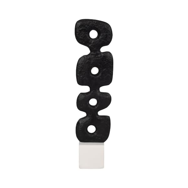 Liv & Skye Black 5 in. x 18 in. Metal/Marble Abstract Totem Sculpture