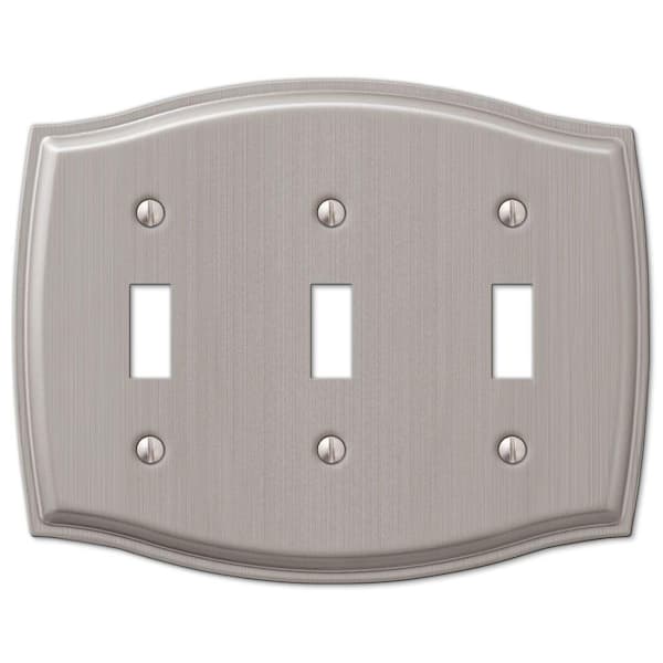 AMERELLE Vineyard 3 Gang Toggle Steel Wall Plate - Brushed Nickel