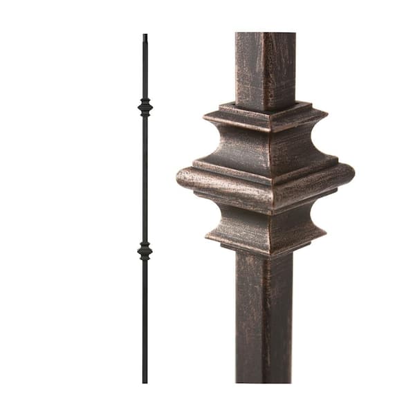 HOUSE OF FORGINGS Oil Rubbed Bronze 34.1.35-T Mega Double Knuckle Hollow Iron Baluster for Staircase Remodel