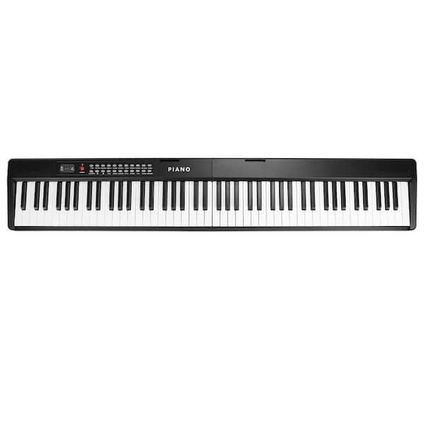 Folding Piano Keyboard 88 Keys Digital Electronic Piano with LCD Screen/Carry Bag/Mic Sheet/Music Stand/Sticker Black