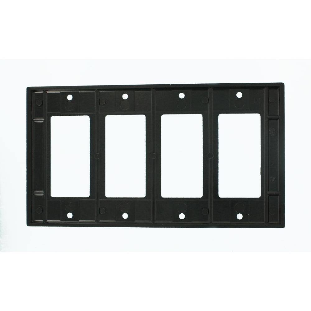 Leviton Black 4-Gang Thermoset Plastic Wall Plate