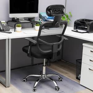 Swivel Mesh Office Chair with Headrest, Height Adjustable, Desk Chair in Black 24 in. L x 24 in. W x 42.5-47 in. H