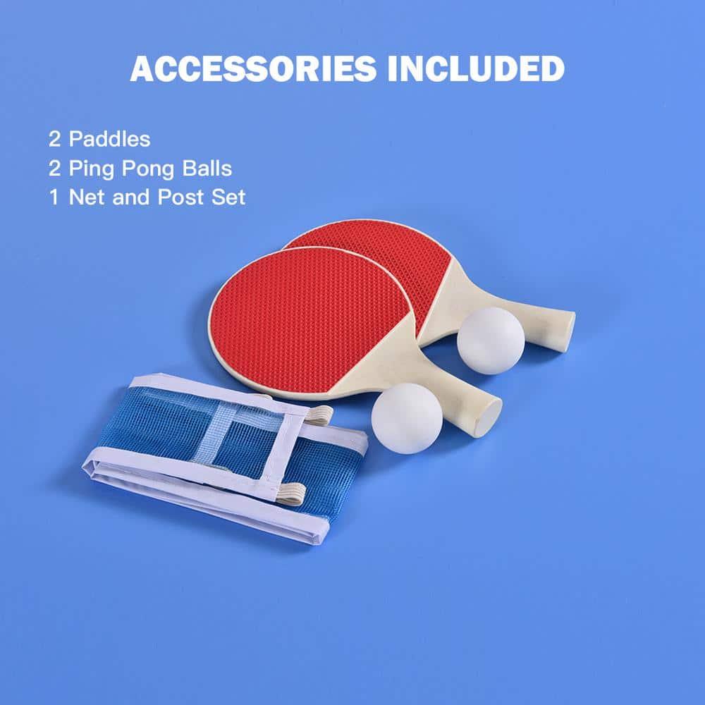 Blue Foldable Portable Ping Pong Table with Net and Accessories