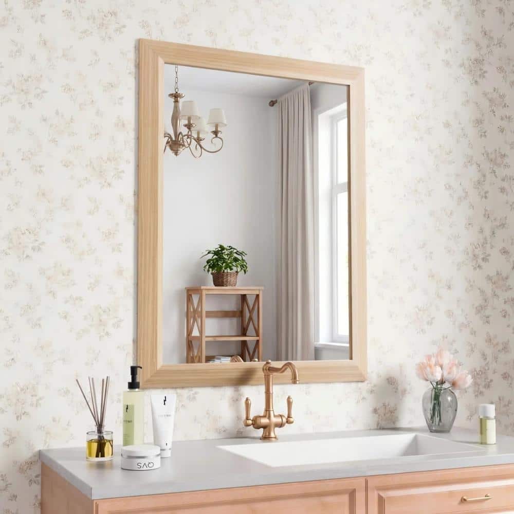 48 in. W x 36 in. H Rectangular Aluminum Alloy Framed Bathroom Wall Mirror with Tempered Glass in Dark Brown Wood price history on PriceWatchPro