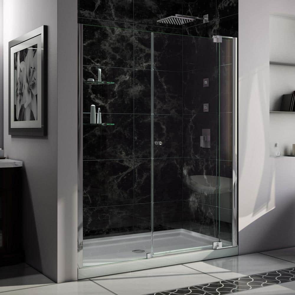 Allure 36 in. x 60 in. x 75.75 in. Semi-Framed Pivot Shower Door in Chrome with Center Drain White Acrylic Base price history on PriceWatchPro