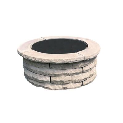 Ledgestone 47 in. x 18 in. Round Concrete Wood Fuel Fire Pit Ring Kit Brown