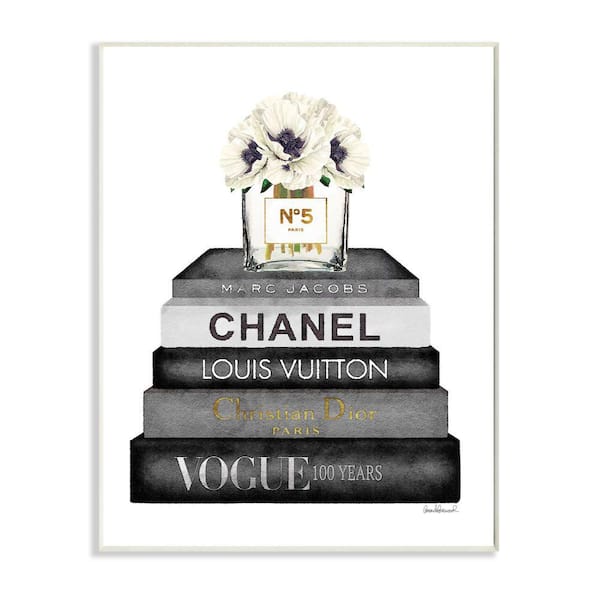 Stupell Industries Fashion Designer Flower Bookstack Black And White  Watercolor  by Amanda Greenwood Canvas Wall Art 20 in. x 16 in.  agp-208_cn_16x20 - The Home Depot