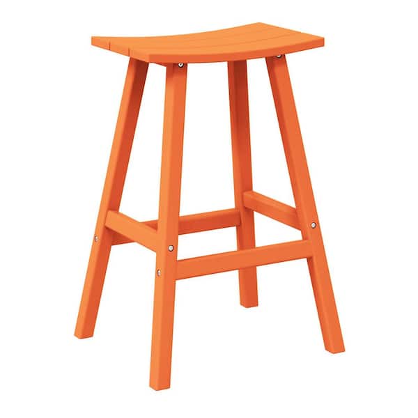 WESTIN OUTDOOR Franklin Orange 29 in. Poly HDPE Fade Resistant Outdoor Patio Saddle Seat Pub Height Bar Stool