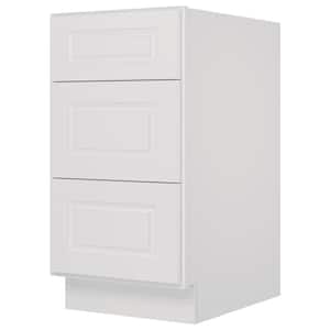 18 in. Wx24 in. Dx34.5 in. H in Raised Panel White Plywood Ready to Assemble Drawer Base Kitchen Cabinet with 3 Drawers