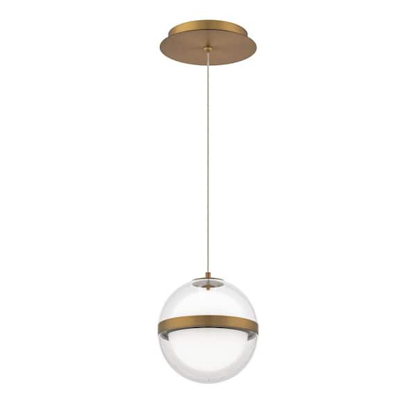 Cylinder 1-Light Integrated LED Aged Brass Chandelier with Selectable 4CCT 2700K-3000K-3500K-4000K