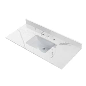 49 in. W x 22 in. D Engineered Stone Vanity Top in Fish Belly with Single White Sink