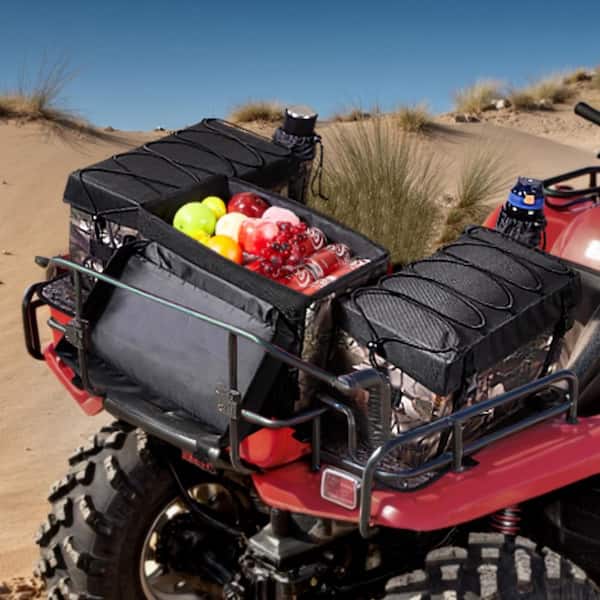 ATV Rear Storage Bag, 68L ATV Rear Cargo Bag with Seat Cushion & Bottle Holder, Oxford Cloth Storage Rear Rack Seat Bag