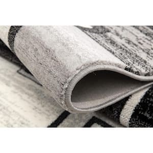 Montage Grey 2 ft. 8 in. x 10 ft. Modern Abstract Runner Rug