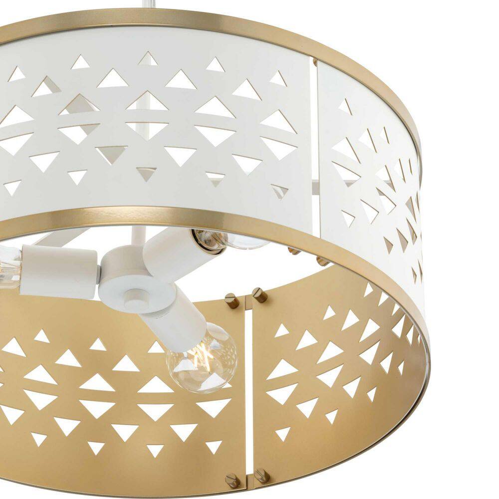 Avec 18" Champagne Bronze and White Metal Drum Pendant Light
