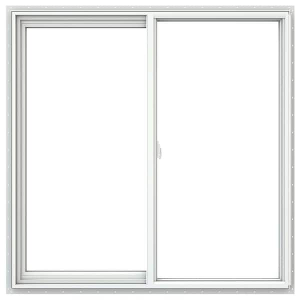 JELD-WEN 46 in. x 46 in. V-2500 Series White Left-Handed Sliding Vinyl Window with Fiberglass Mesh Screen