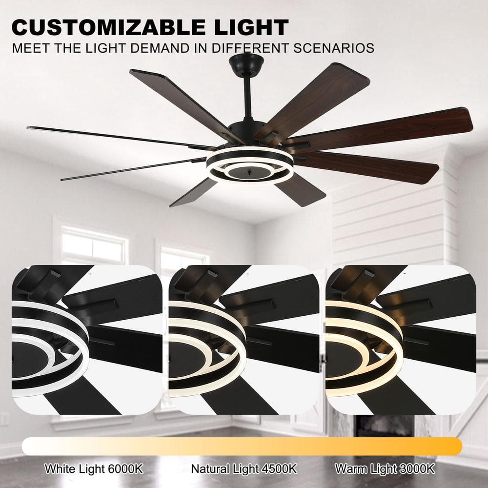 Belcarra 72-inch Black Plywood Ceiling Fan with LED Light and Remote