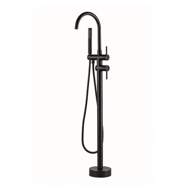 2-Handle Freestanding Tub Faucet with Hand Shower in Oil Rubbed Bronze