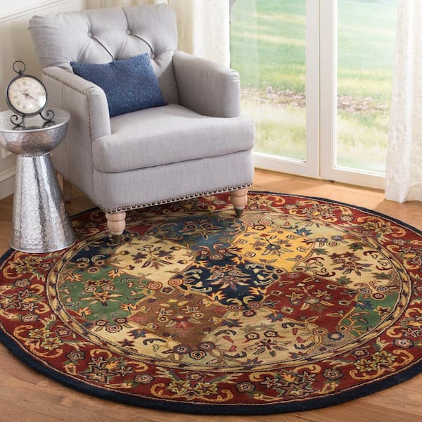 Heritage Multi/Burgundy 5 ft. x 7 ft. Oval Border Area Rug