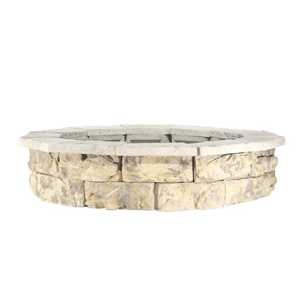 Natural Concrete Products Co 44 in. x 14 in. Concrete Fossill Limestone Round Fire Pit Kit