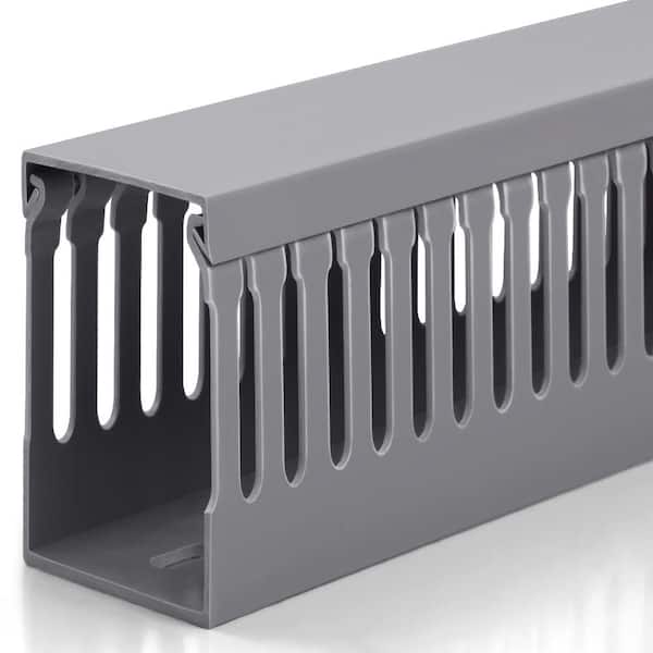6.6 ft Grey 2 in. x 2 in. Open-Slot PVC Cable Raceway Kit for Network and Data Wire Management