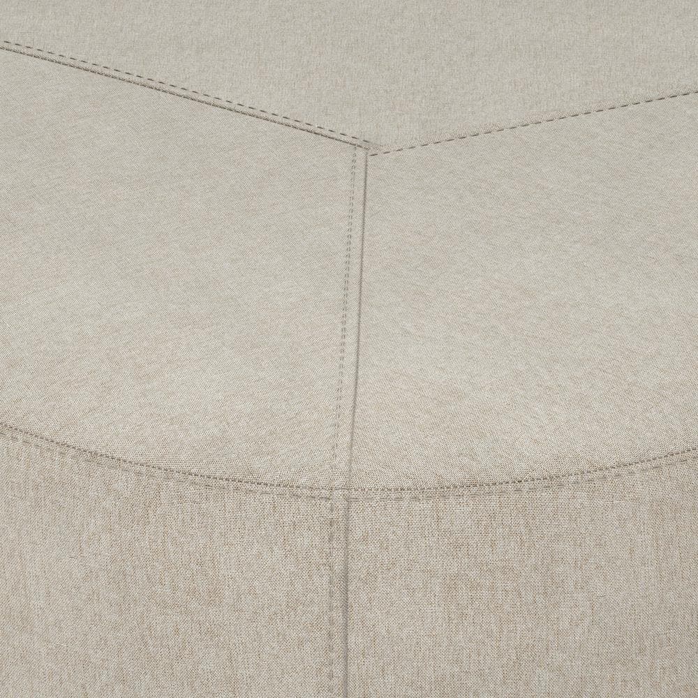 Moore Natural Linen Look Large Round Ottoman