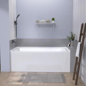 60 in. x 30 in. Rectangular Alcove Skirt Soaking Bathtub Acrylic Bathroom Soaking Bath Tub with Left Drain in White