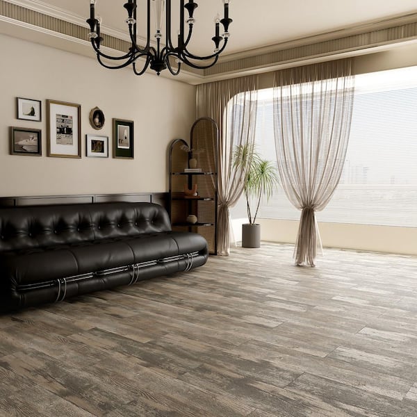 Aged Wood 12 MIL 6 in.W x 36 in. L Water Resistant Peel, Stick Vinyl Flooring Tile for Bedroom, Kitchen (54 sq. ft./Box)