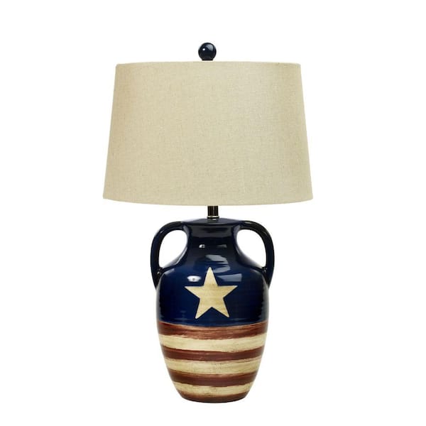 Fangio Lighting 26 in. Star Spangled Banner Flag Ceramic Table Lamp